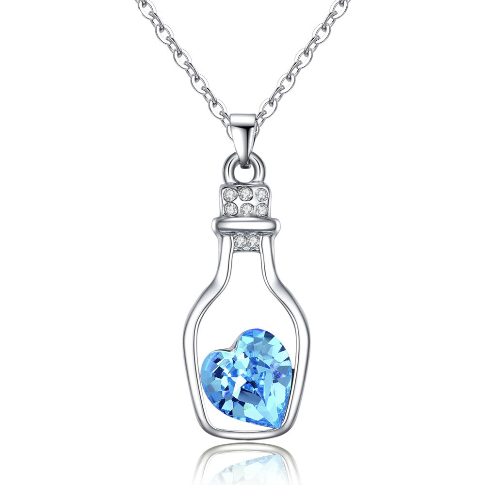 Meerdere hartvormige Water Wens Fles Ketting Crystal Power Kettingen meisje Datum Sieraden