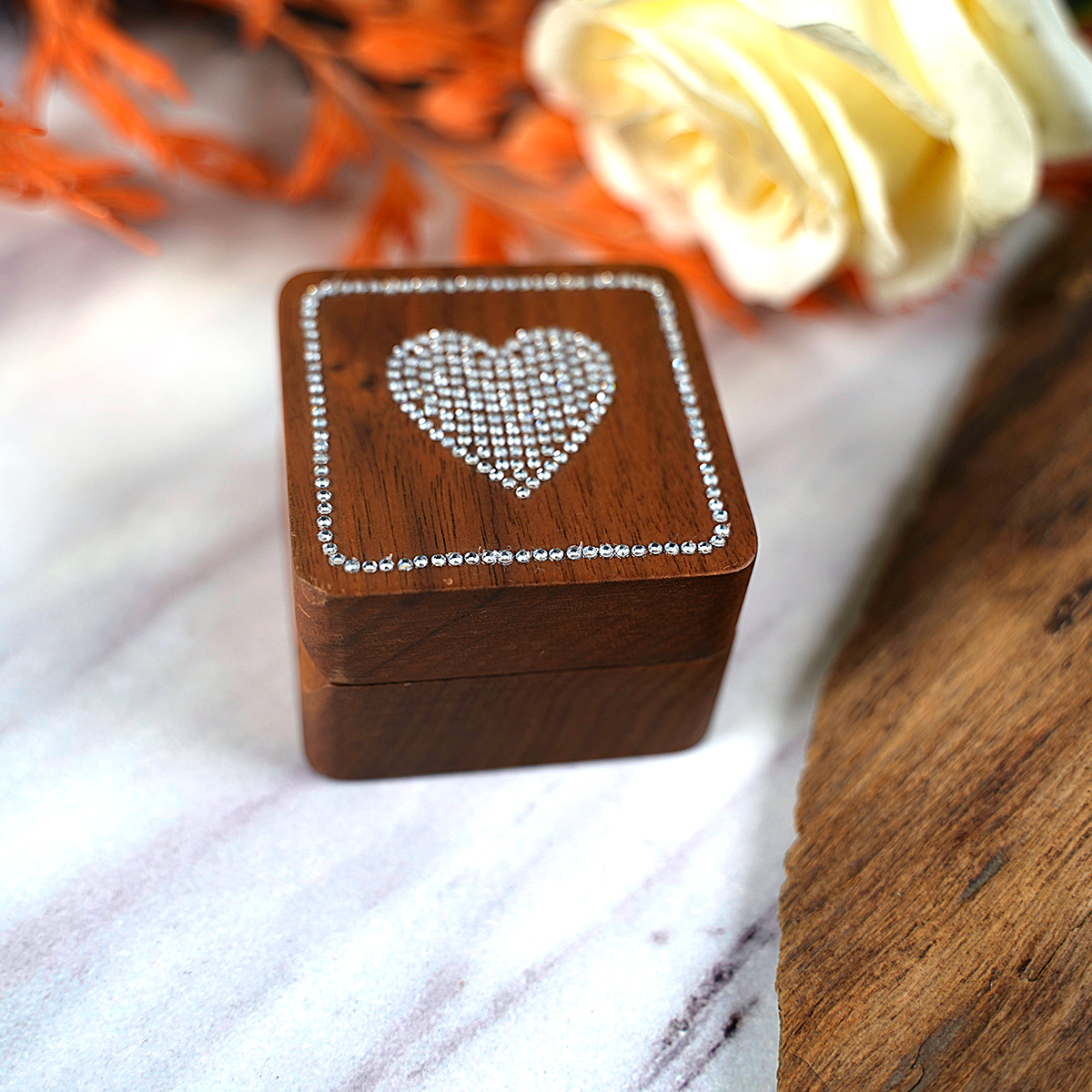 Diamond inlaid jewelry box, walnut solid wood wedd... – Grandado