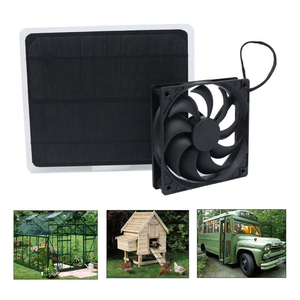 Solar Panel Powered Fan Cooling Fans USB interface Mini Ventilator 12V 10W Cooler Fan for Doghouse Chicken House Greenhouse
