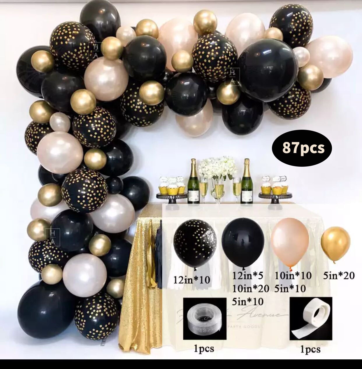 Balloon Arch Metal Black Gold Balloon Garland Confetti Balloon Wedding Wedding Decoration Stand Birthday Party Decor