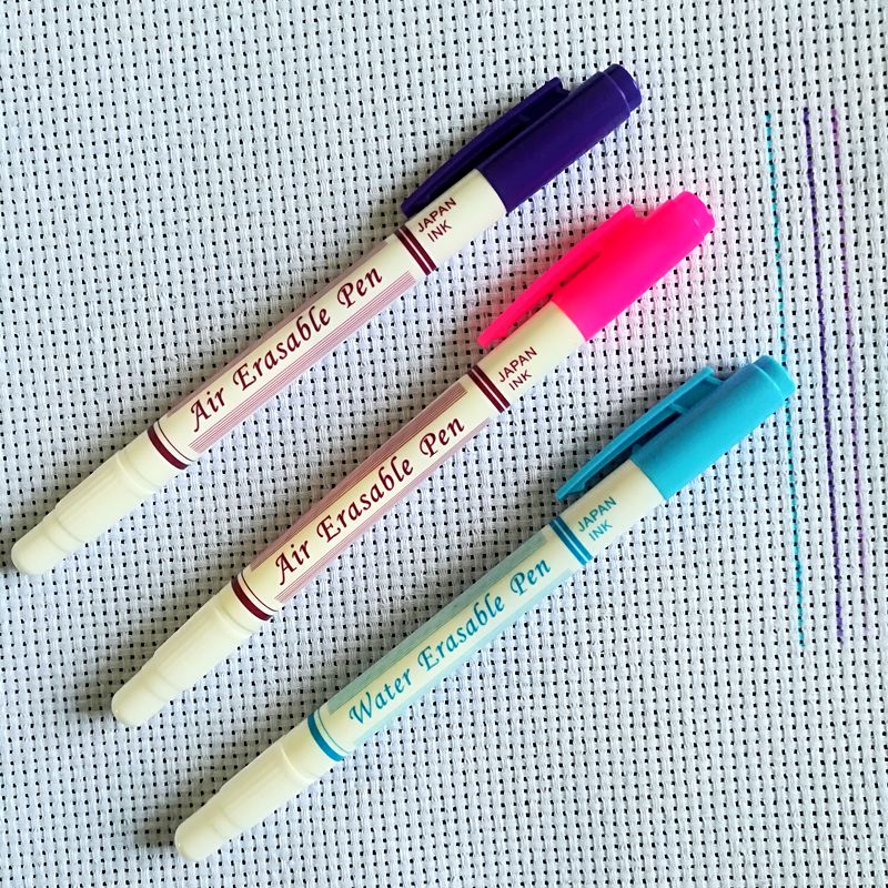 Rotulador textil de doble cara, rotulador borrable de agua, color rosa, bolígrafo neumático borrable púrpura, marcadores para tela, accesorios de costura