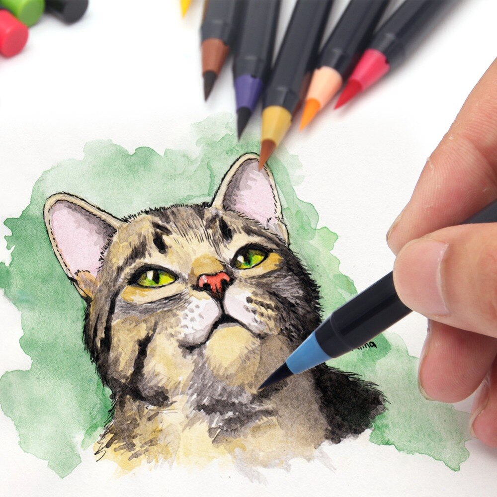 20 farve premium maleri blød børste pen sæt akvarel markører pen effekt bedst til farvebøger manga tegneserie kalligrafi