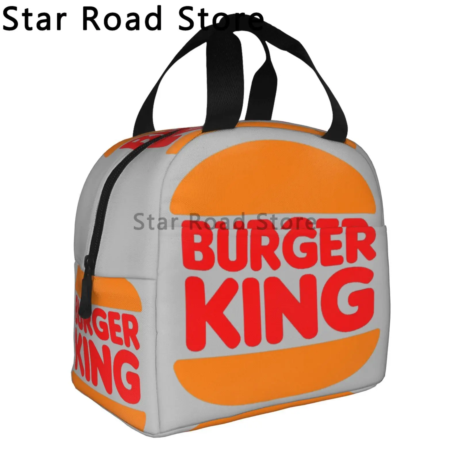Morsom burger konge-logo matveske til voksne og låve, isolert organisering, matveske til reise, fotturer, piknik, Strand, skole, kontor: Klar