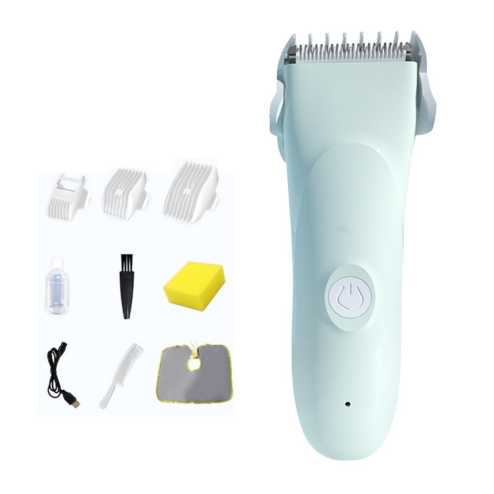 Kinderen Elektrische Tondeuse Stil Trimmer IPX7 Waterdichte Oplaadbare Cordless Kapsel Kit Met Haircut Cape 3 Opzetkammen: green