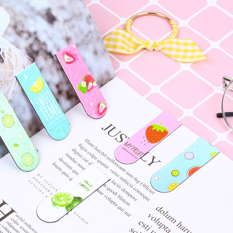 6PC Soft Magnetic Bookmark Fresh Fruit Cartoon Folder Student Boy Girl School Office Book Holder Cute Stationery: Default Title