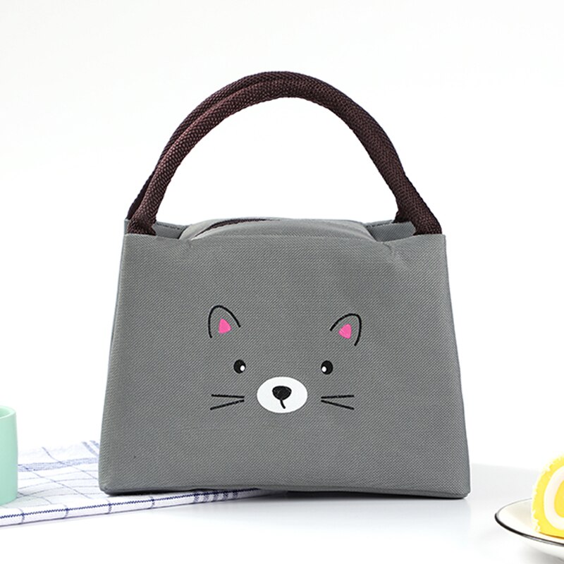 Brivilas-sac isotherme pour femmes, sacs de déjeuner dessin animé pour enfants, chien noir épais, boîte de petit déjeuner thermique, portable voyage pour pique-nique: Beard cat