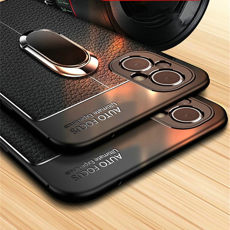 Lederen Textuur Case Voor Oppo Reno 7Z Case Soft Tpu Metalen Ring Case Voor Oppo Reno7 Z 5G Telefoon case