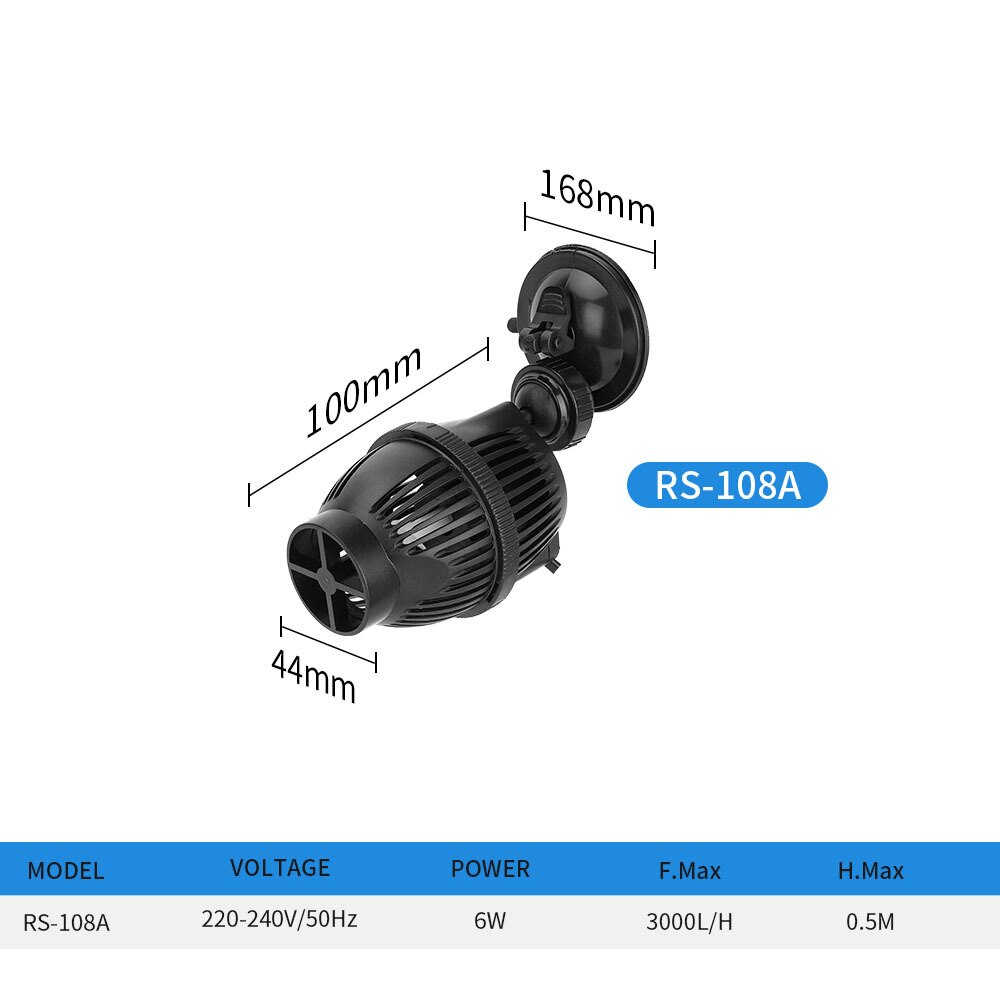 Fish Tank Wave Pump Small Silent Surf Pump Aquarium Blowing Fish Excrement Pump Wave Machine Flow Pump 3w 6w 12w 10w 15w 24w: RS-108A 6W