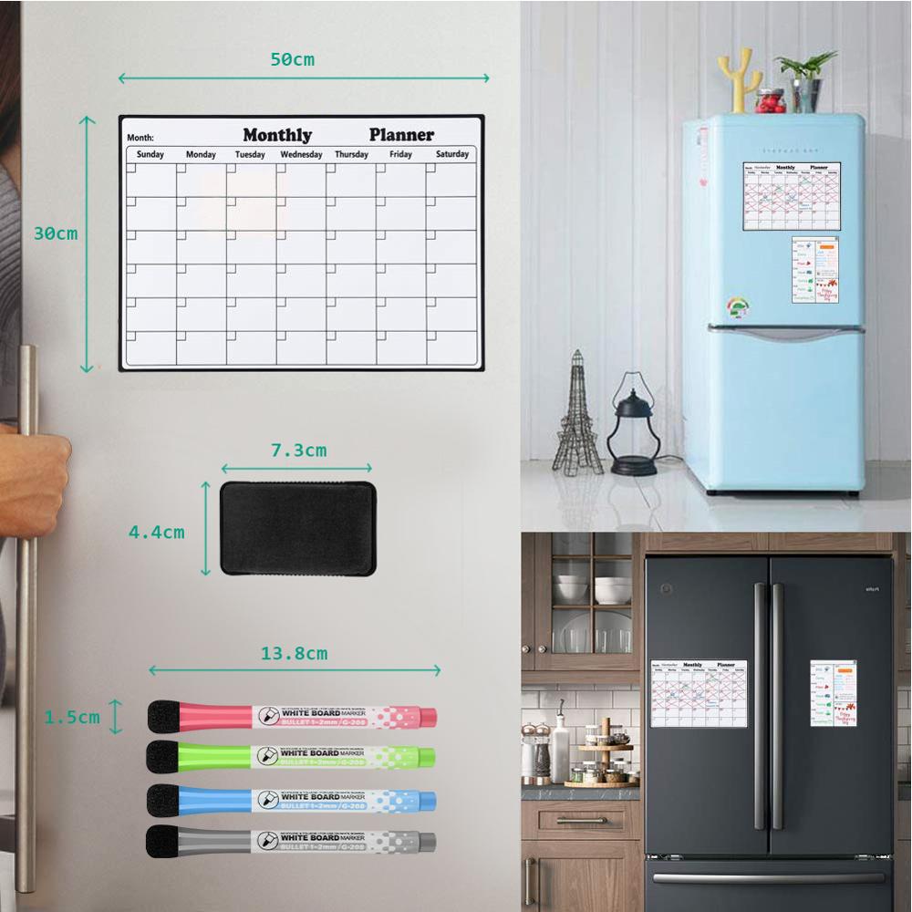 Magnetic Whiteboard Dry Erase Board Magnets Fridge Refrigerator To-Do List Monthly Daily Planner Organizer for Kitchen