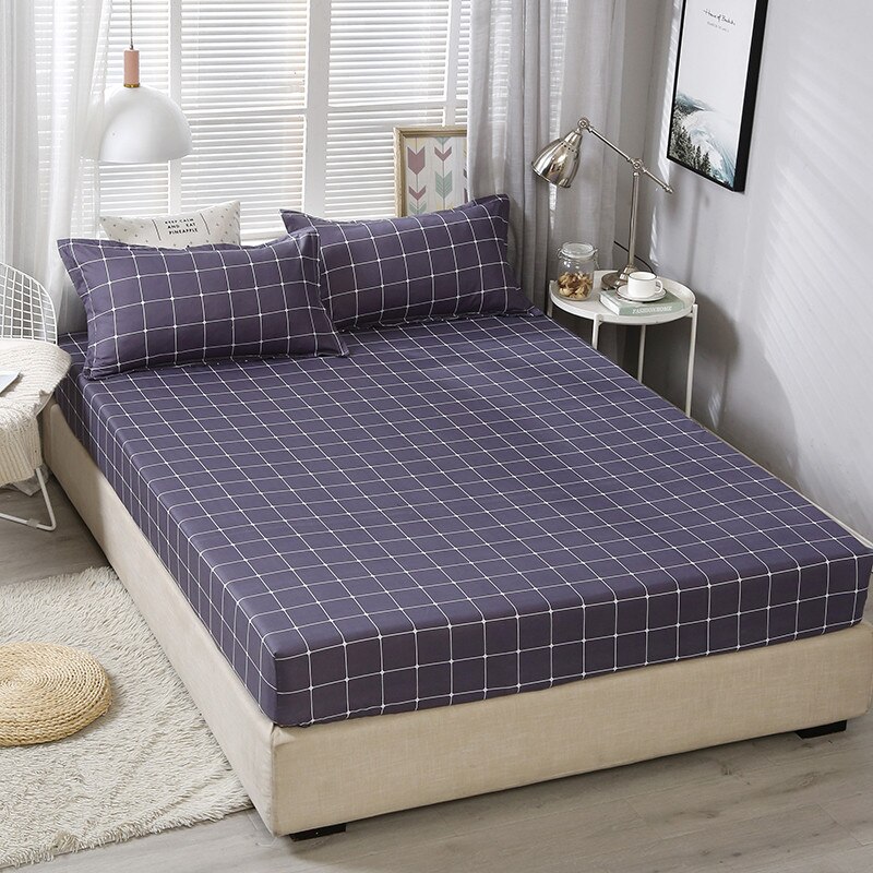 1 kpl polyesteripainettu umpinainen lakananpäällinen neljällä kulmalla, jossa kuminauhalakana: Vaalean harmaa / 180 cmx 200 cm 25cm
