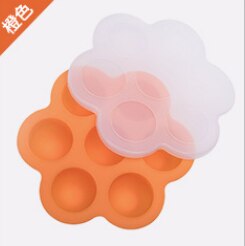 1 pièces silicone vaisselle quatre trous sept trous sain multi couleur simple et pratique enfants spécial boîte alimentaire supplémentaire: Orange 7 holes