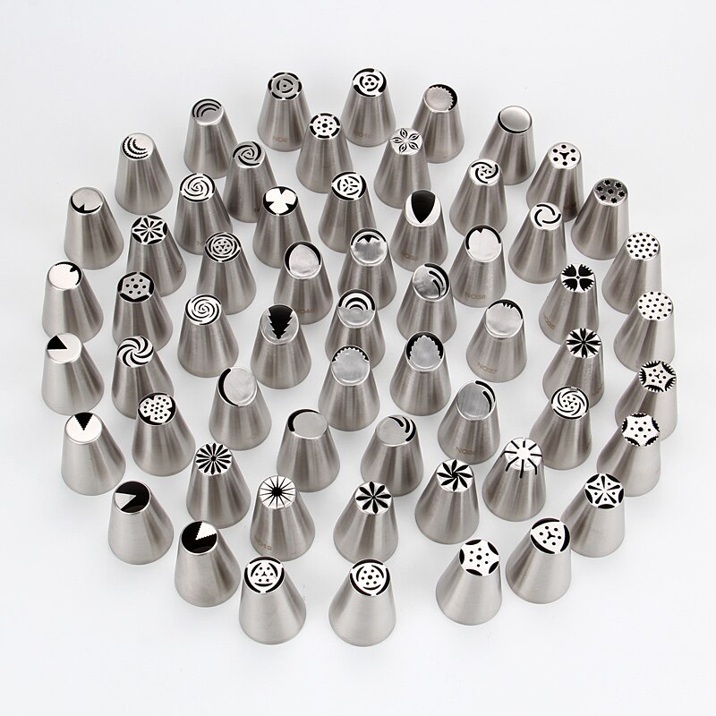 59pcs Stainless Steel 304 Cake Cupcake Russian Piping Nozzles set DIY Cupcake Icing Tips set