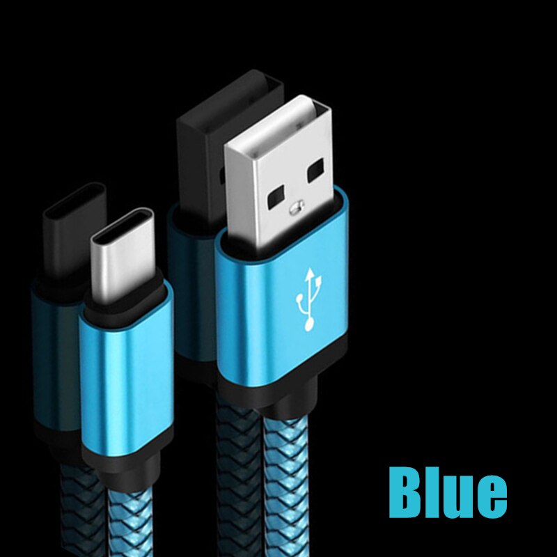 USB Type C Snel Opladen Kabel voor Huawei P20 P30 Lite Pro Realme Q X x2 pro 0.25 M/ 1 M/2 M Charger voor Samsung A90 A80 A70 A40 A50: Blauw / 2m
