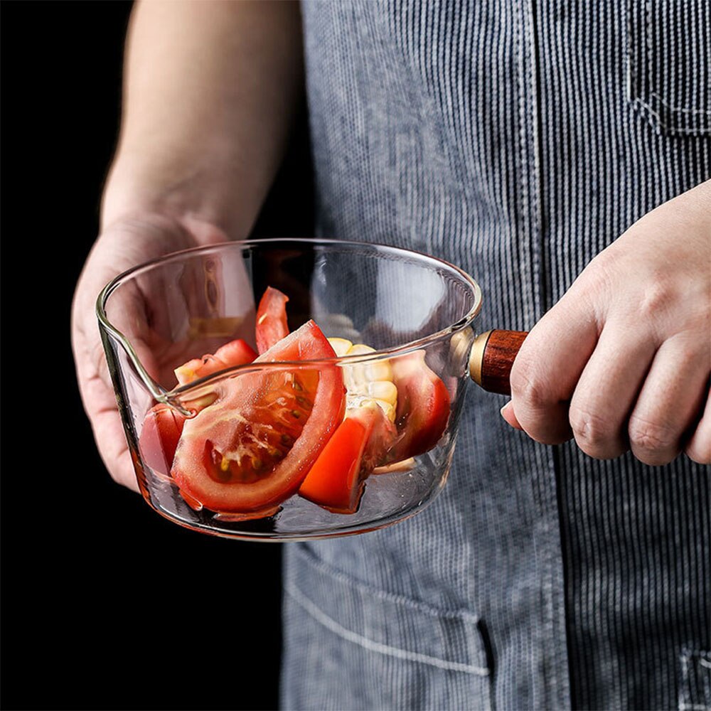 Glass Cookware Cooking Soup Stock Pot Tools Of Dishes Tableware Kitchenware Kitchen Accessories Wooden Handle Open Flame Heating