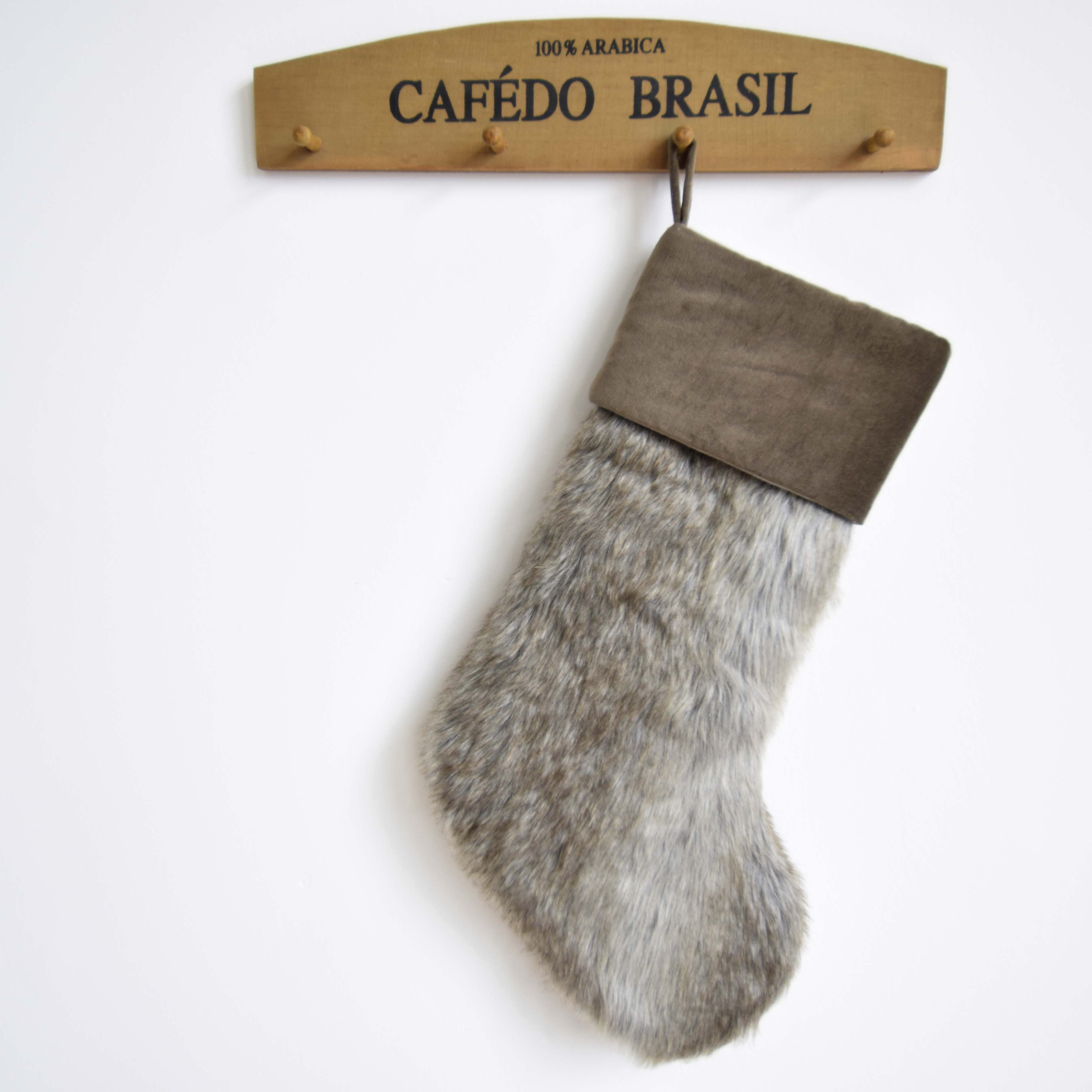 Extra grote luxe kerstsok van imitatiebont met fluwelen decoratie, manchetten, kerstboomdecoratie, festival- en feestversiering