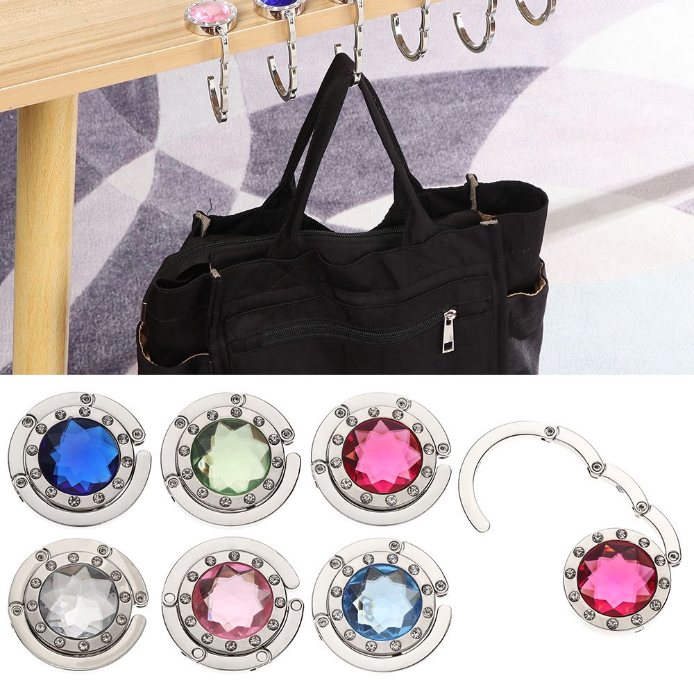 1 pc bärbara metall hopfällbar väska handväska krok handväska hängare diamant hopfällbar bord krok bord hängare skrivbord krokar