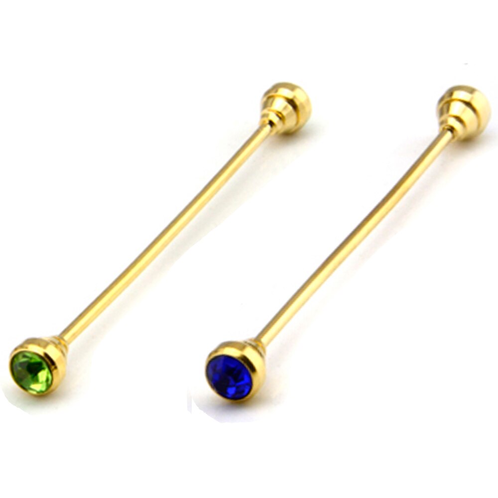 2 Packs Men Shirt Collar Pin Gold Color Necktie Tie Clip Bar Business Brooch BWTZF0005A: Green Royal Blue