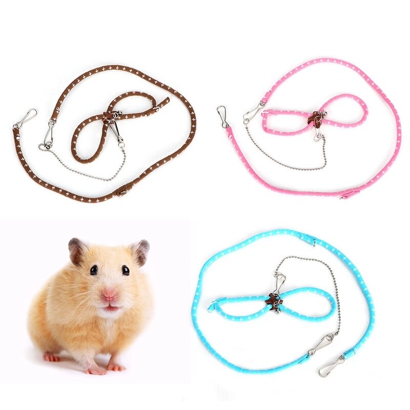 Arnés de hámster con cascabel para mascotas, arnés ajustable para rata, ratón, hámster, buscador de hurón