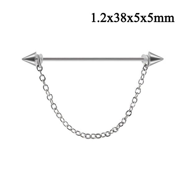 1 pieza de barra Industrial de acero inoxidable, puente largo, Micro inserción, pendiente de circón, joyería transversal para Piercing en la oreja para mujer, 16G: Color dorado
