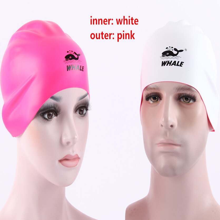 Whale Brand Swimming Caps For Long Hair Silicone Double-sided Waterproof Unisex Adult 3D Women Men Swimming Pool Caps Swim Ear