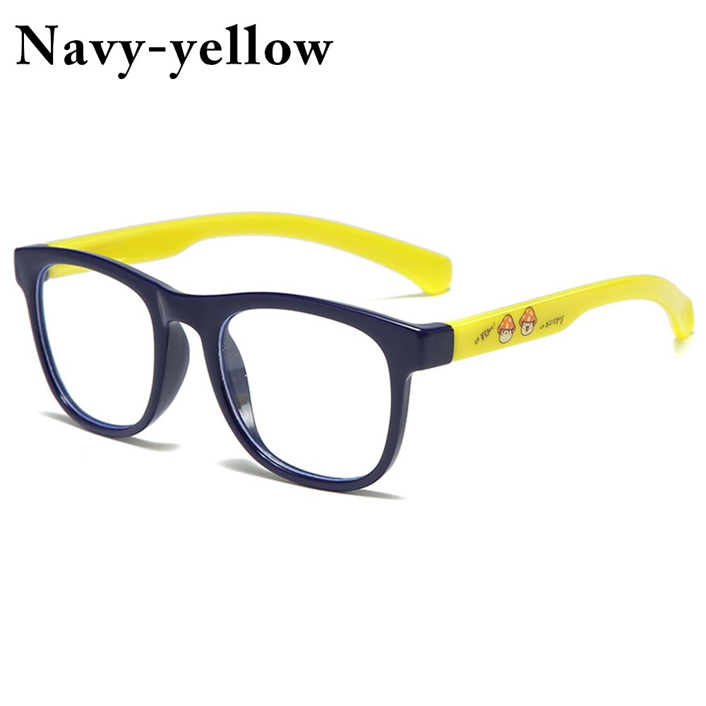 Silikone ramme anti blåt lys glasse anti stråling børn computer briller video gaming briller briller sikkerhedsbriller: Marine-gul