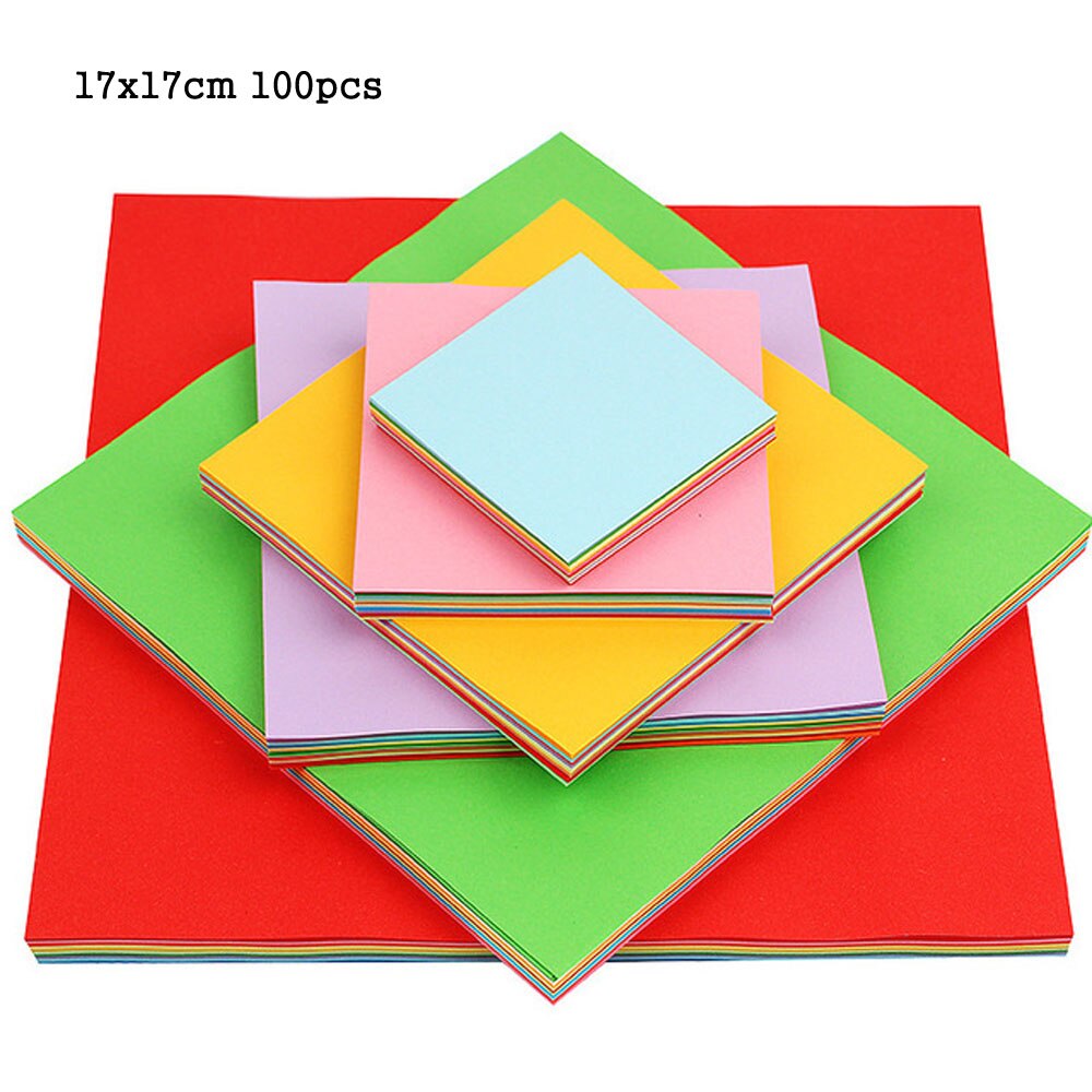 100 stk håndlaget origami papir for barn gjør-det-selv 10 farger brettepapir doble sider håndverk utklippsbok kort flerfarget firkantet papir: 17 x 17cm 100 stk