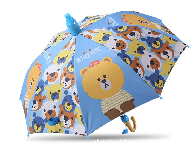 Børn paraply tegneserie bil paraply vinyl solcreme uv beskyttelse studerende paraply otte knogler halvautomatisk barn paraply: Mellemstore bjørn