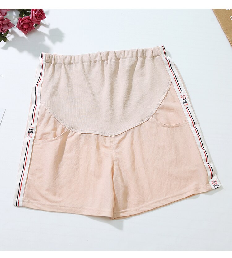 Sommar gravidbyxor sport elastiska magshorts byxor kläder för gravida kvinnor justerbara byxor med hög midja  c872