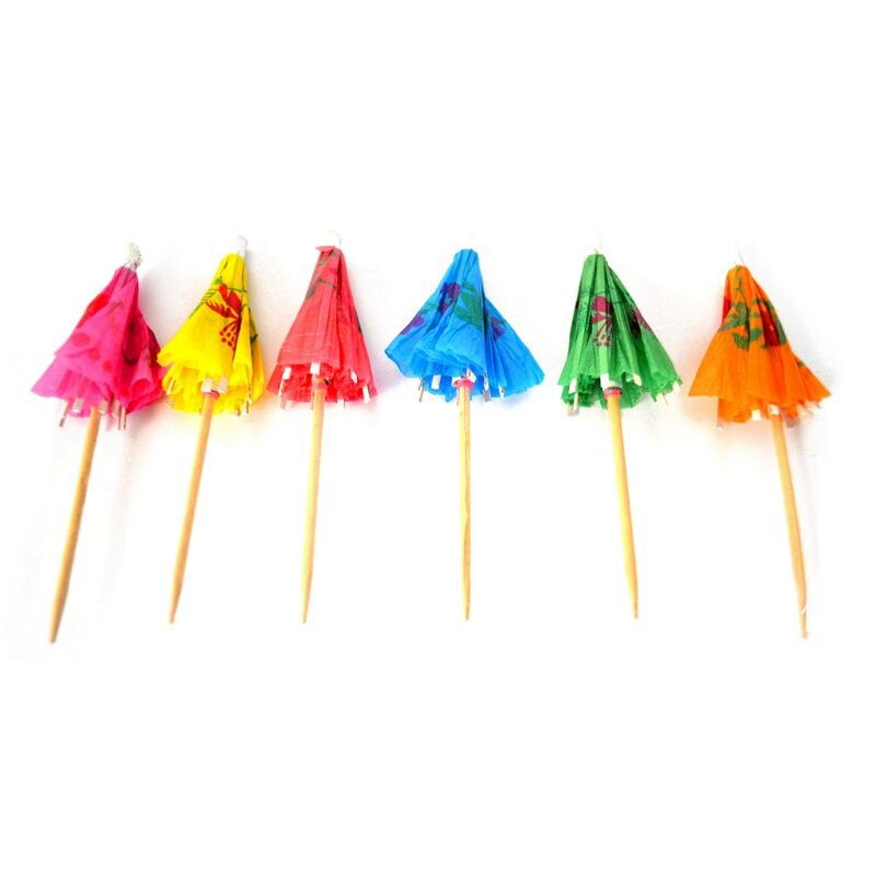 100 Gemengde Papier Cocktail Paraplu Parasols Voor Party Tropische Drankjes Accessoires