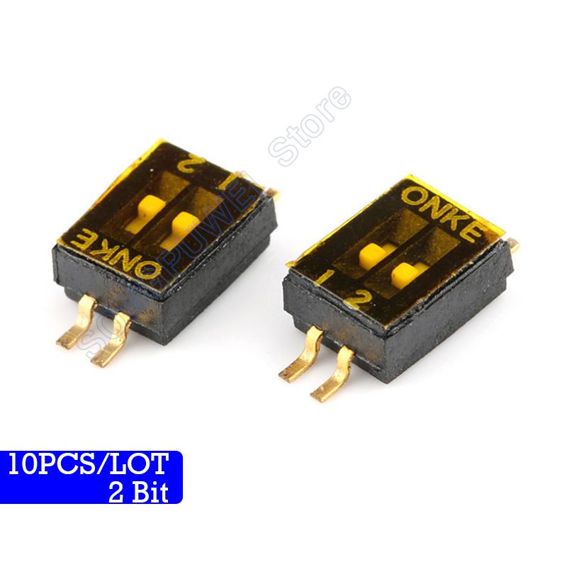 10Pcs/lot SMD Switch Toggle Switches 1.27mm Slide Type Switch 1P/2P/3P/4P/5P/6P/8P/10P Bit black Dial switches: Dark Grey