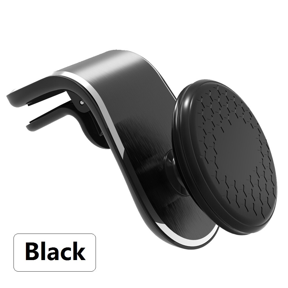 Metalen Magnetische Auto Telefoon Houder Gps Voor Hyundai Tucson Ix25 Creta Kona IX35 Solaris Accent I30 Santa Fe Elantra accessoires: Black
