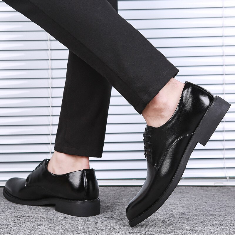 noir cuir chaussures pour hommes bout pointu hommes robe chaussures homme d'affaires chaussures fête mariage chaussures