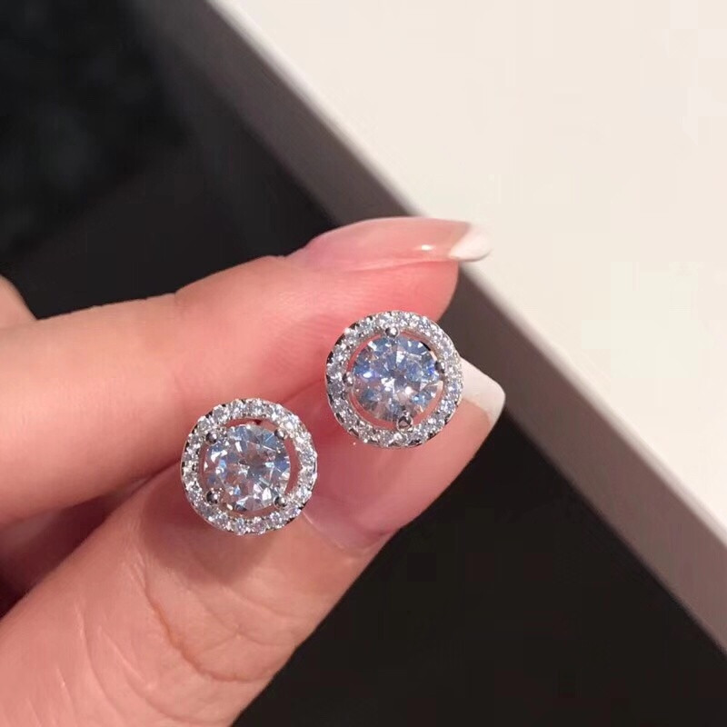 CC orecchini a bottone per le donne 925 argento ago zircone cubico matrimonio romantico gioielleria raffinata fidanzamento Brincos Drop Shipping CCE032: Argento placcato