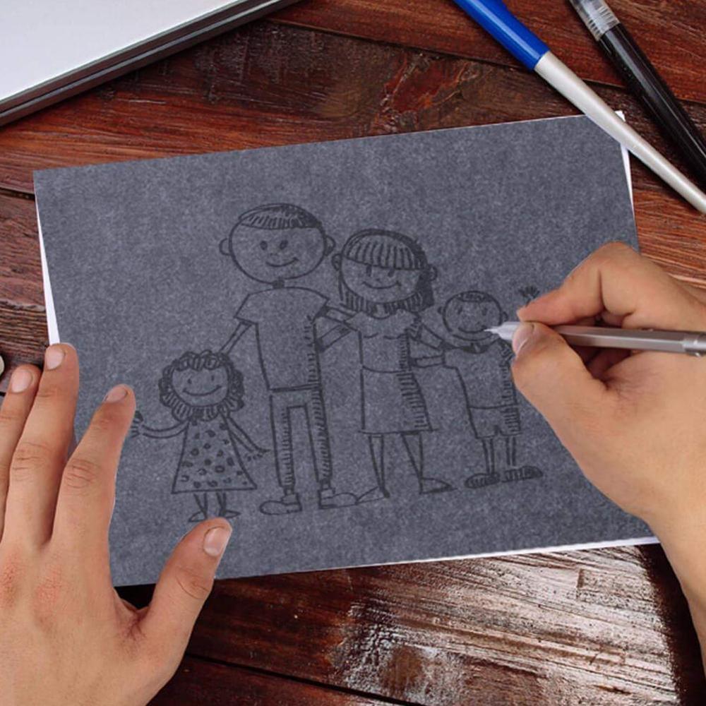 50Pcs/Set Black A4 Copy Carbon Paper Painting Tracing Tracing Graphite Reusable Accessories Legible Painting Painting Paper R1H5