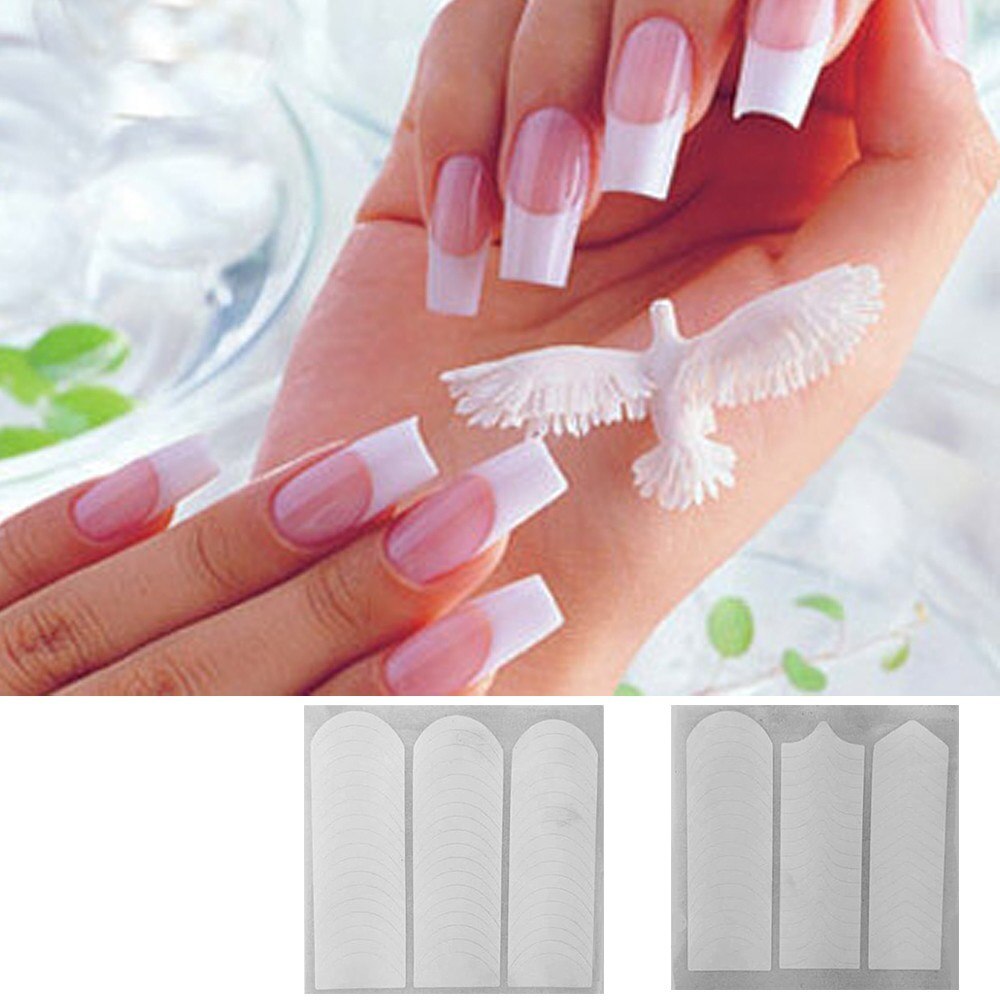 3 Paquetes de manicura francesa arte de uñas forma flecos un estilo guías pegatina líneas de sonrisa compañero de uñas francés