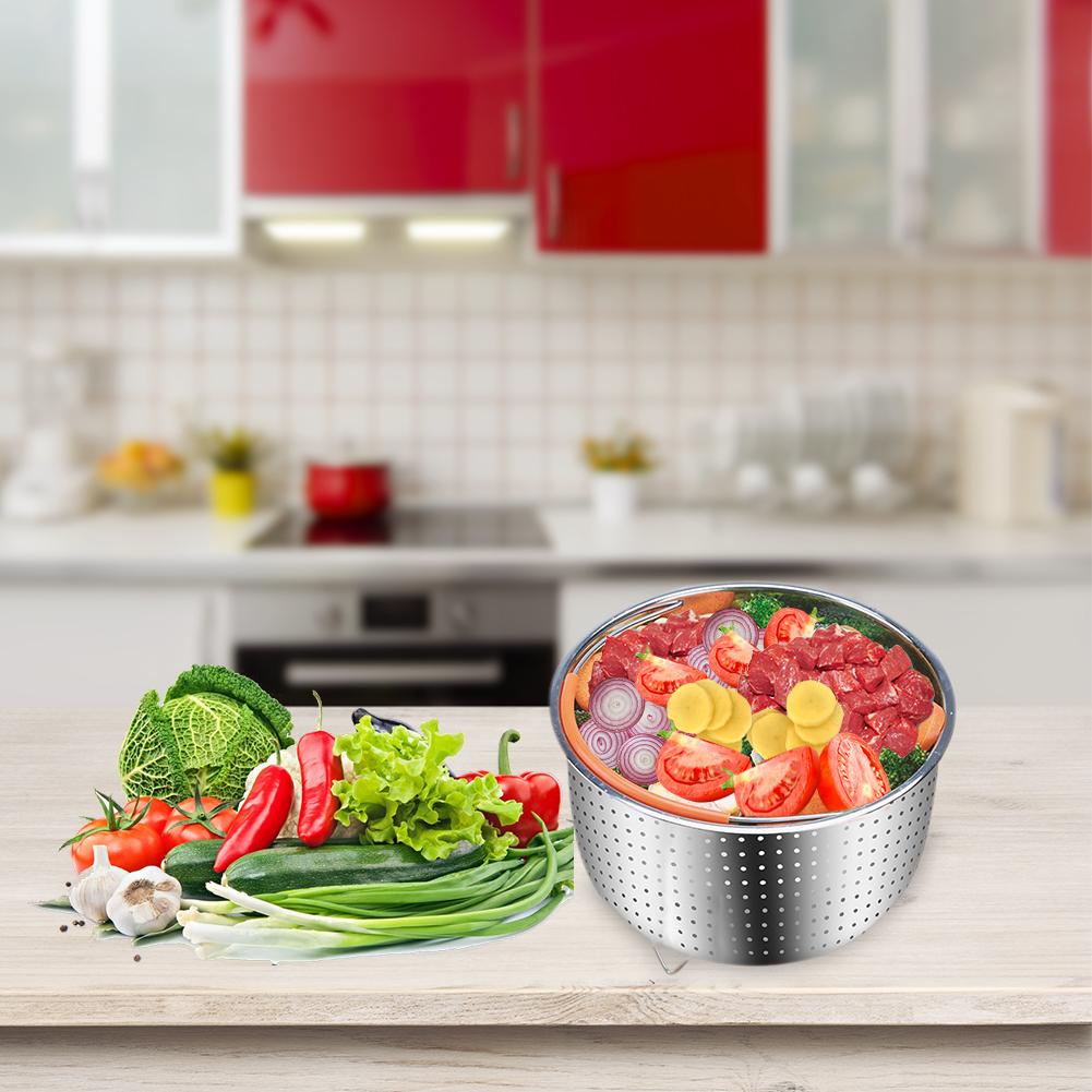 304 Stainless Steel Rice Cooking Steam Basket Pressure Cooker Anti-scald Steamer Multi-Function Fruit Cleaning Basket