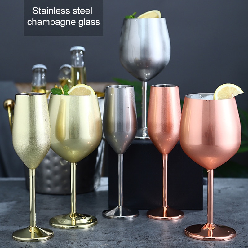 Rustfrit stål champagne kop vinglas cocktail glas metal vin glas bar restaurant bæger romantisk rødvin glas bedste pris