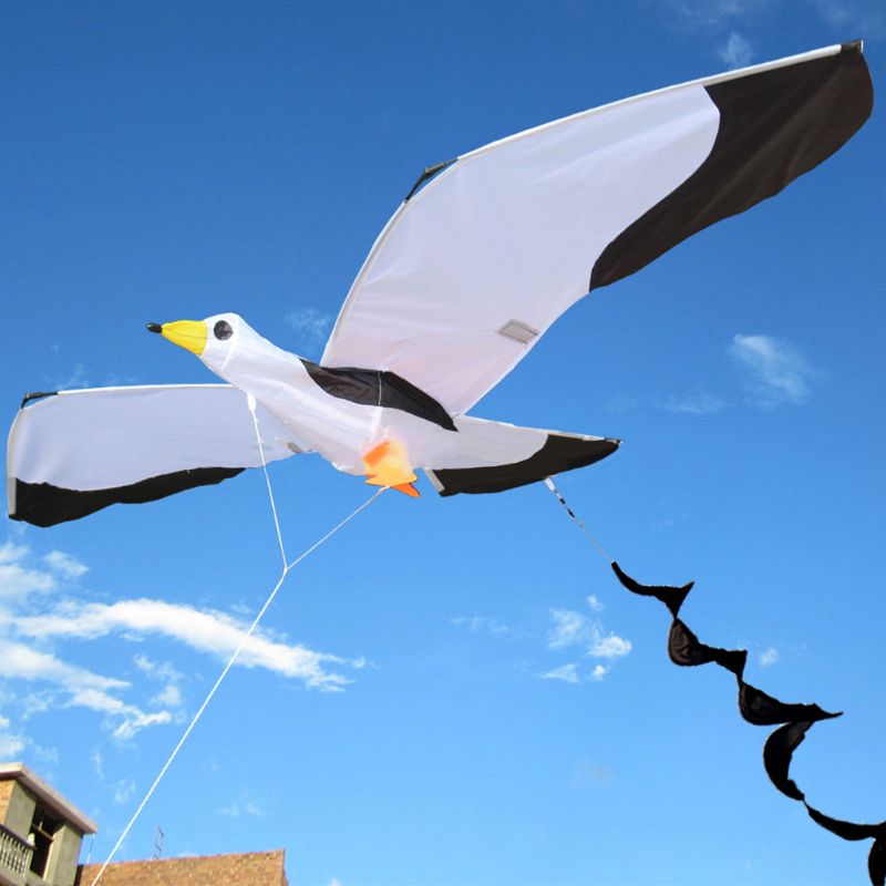 3d måge kite single line flyvende drager med hale og håndtag til voksen og barn
