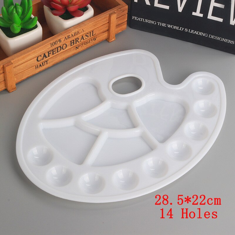 Ezone 14/17 buraco pintura paleta pintura a óleo paleta aquarela arte estudantes ferramenta de pintura oval qualidade paleta de cores de plástico: 14 Hole