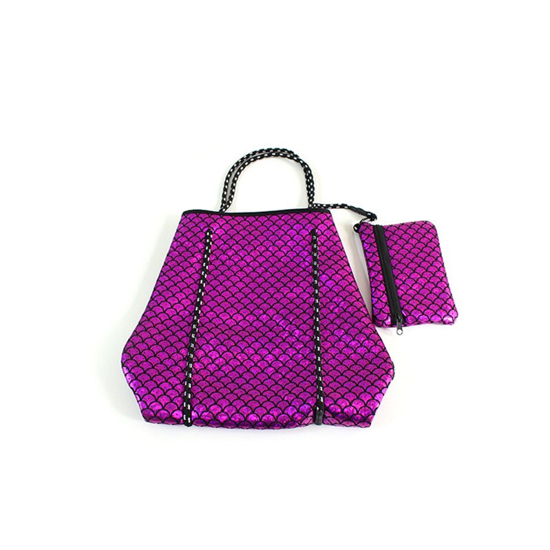Femmes Pratique Néoprène Sac De Plage En Plein Air En Néoprène Sac À Main Grande Capacité Décontracté Sac À Bandoulière De Maman Sac Sacs Composites: purple