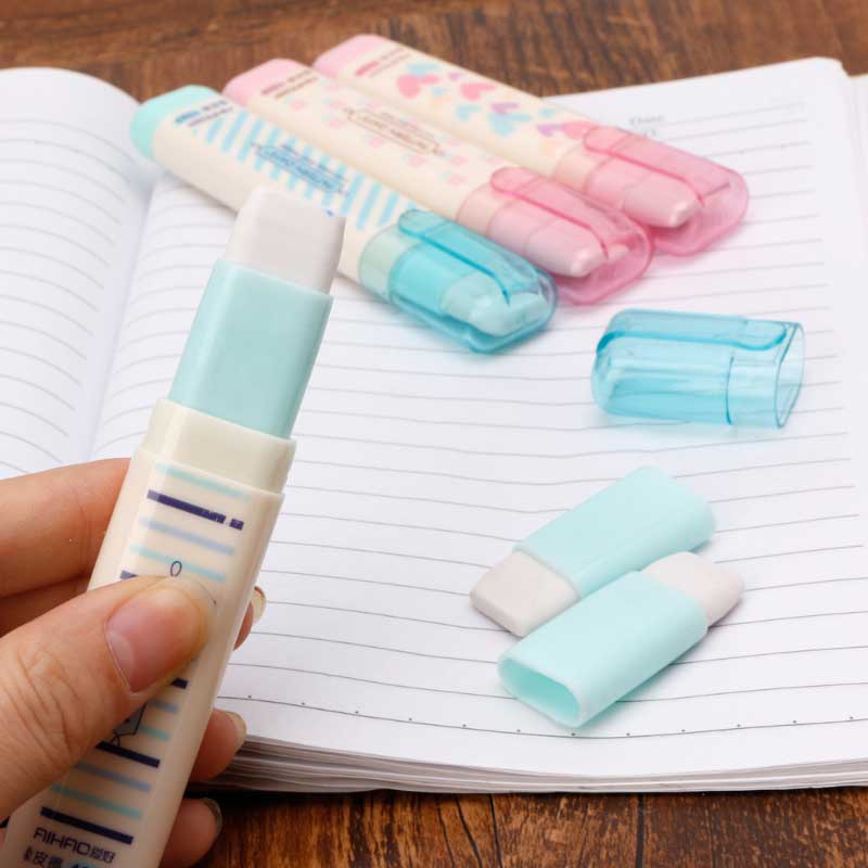 Mignon Kawaii coeur fleur gommes en caoutchouc belle rayure crayon gomme pour enfants coréen école papeterie nouveauté article
