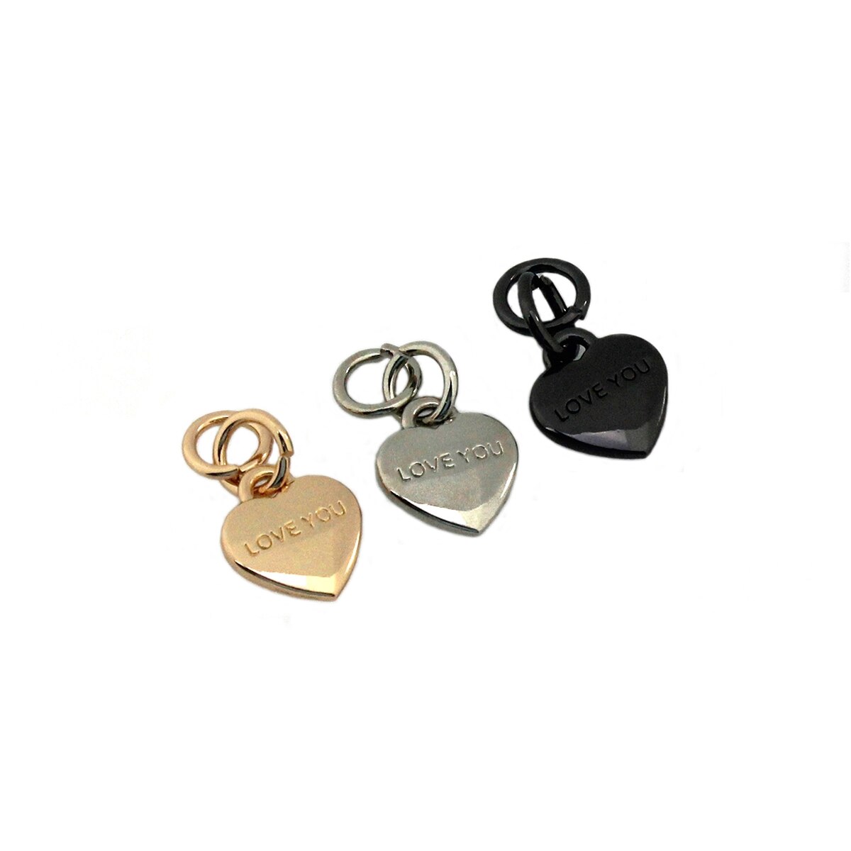 2 pièces en métal en forme de cœur, pendentif à fermeture éclair pour sac à main, porte-monnaie, bagages, chaussures, quincaillerie, fermeture, accessoires de sac