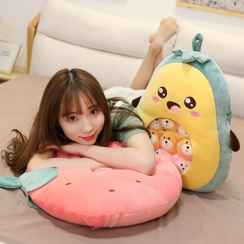8 stk/pose kawaii kanin snack pude jordbær fyldt frugt dukke avocado/banan/gulerod baby fødselsdag værelse dekoration