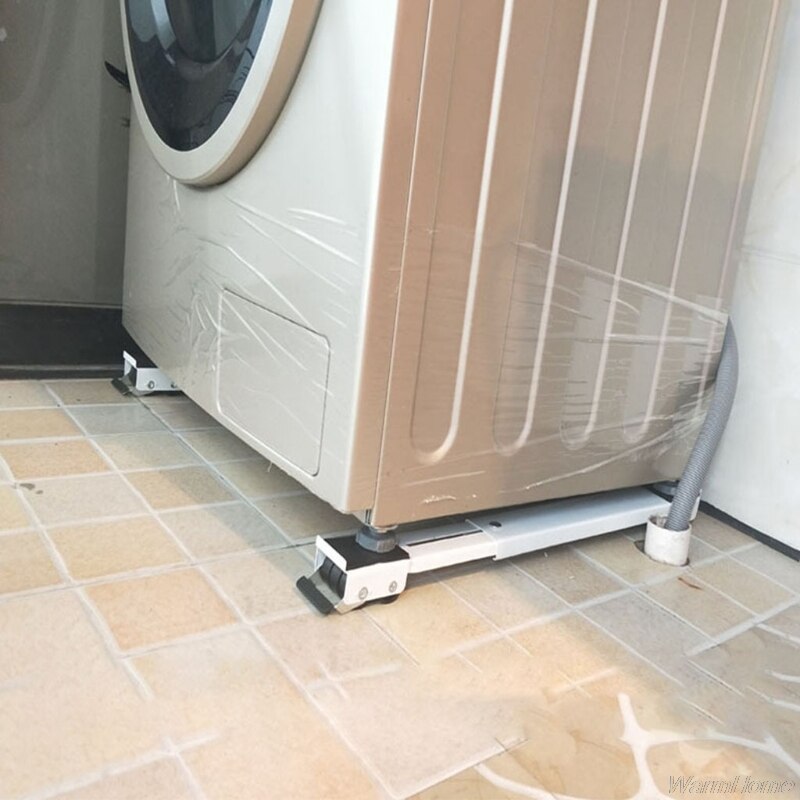 2 Pcs Drum Washing Machine Refrigerator Mobile Base Stand Bracket Multi-functional Movable Trolley Fixed Mount Racks