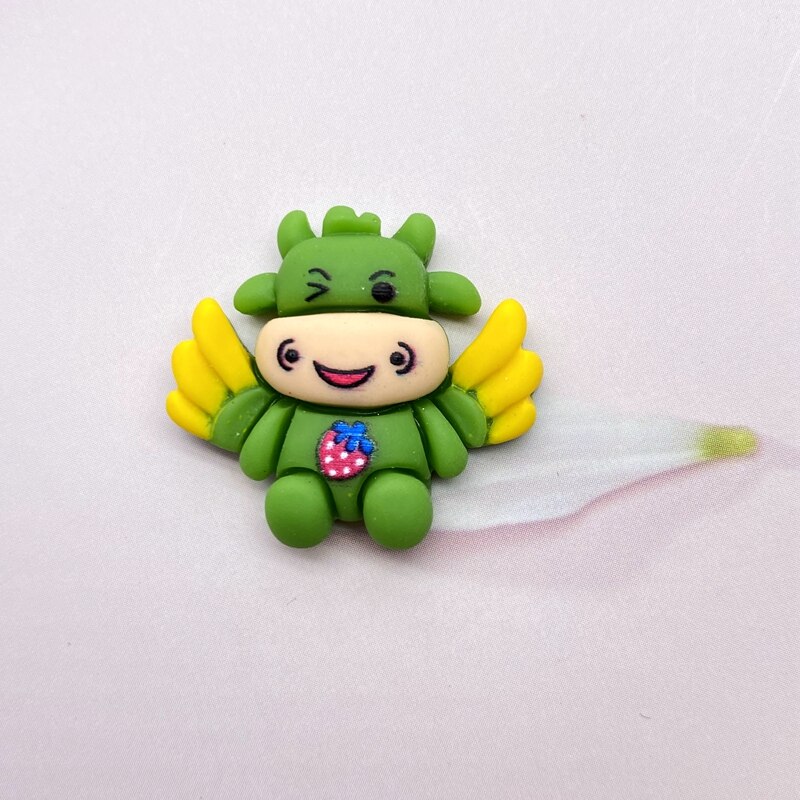10Pcs Kawaii Leuke Mini Koeien Met Vleugels Flat Terug Cabochons Scrapbooking Diy Sieraden Craft Decoratie Accessoires F07: green