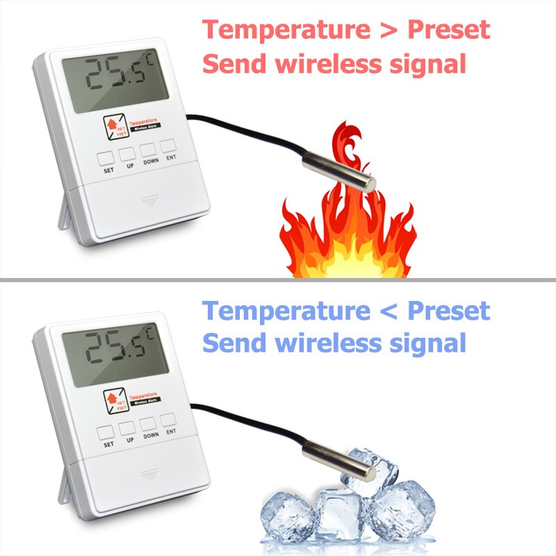 Trådløs temperaturdetektor lcd-skjermvisning 433 mhz innendørs termometer sensor for smarthus innbruddstyv wifi gsm alarmsystem