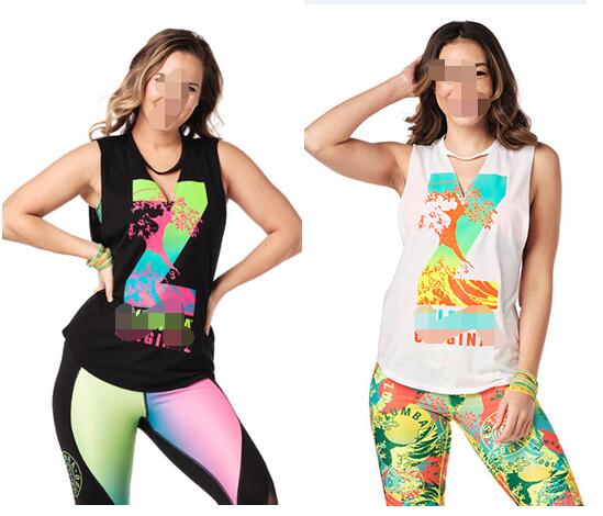 Fit funky bomuldstøj til kvinder fitnessvest toppe t-shirt v-hals  t2061
