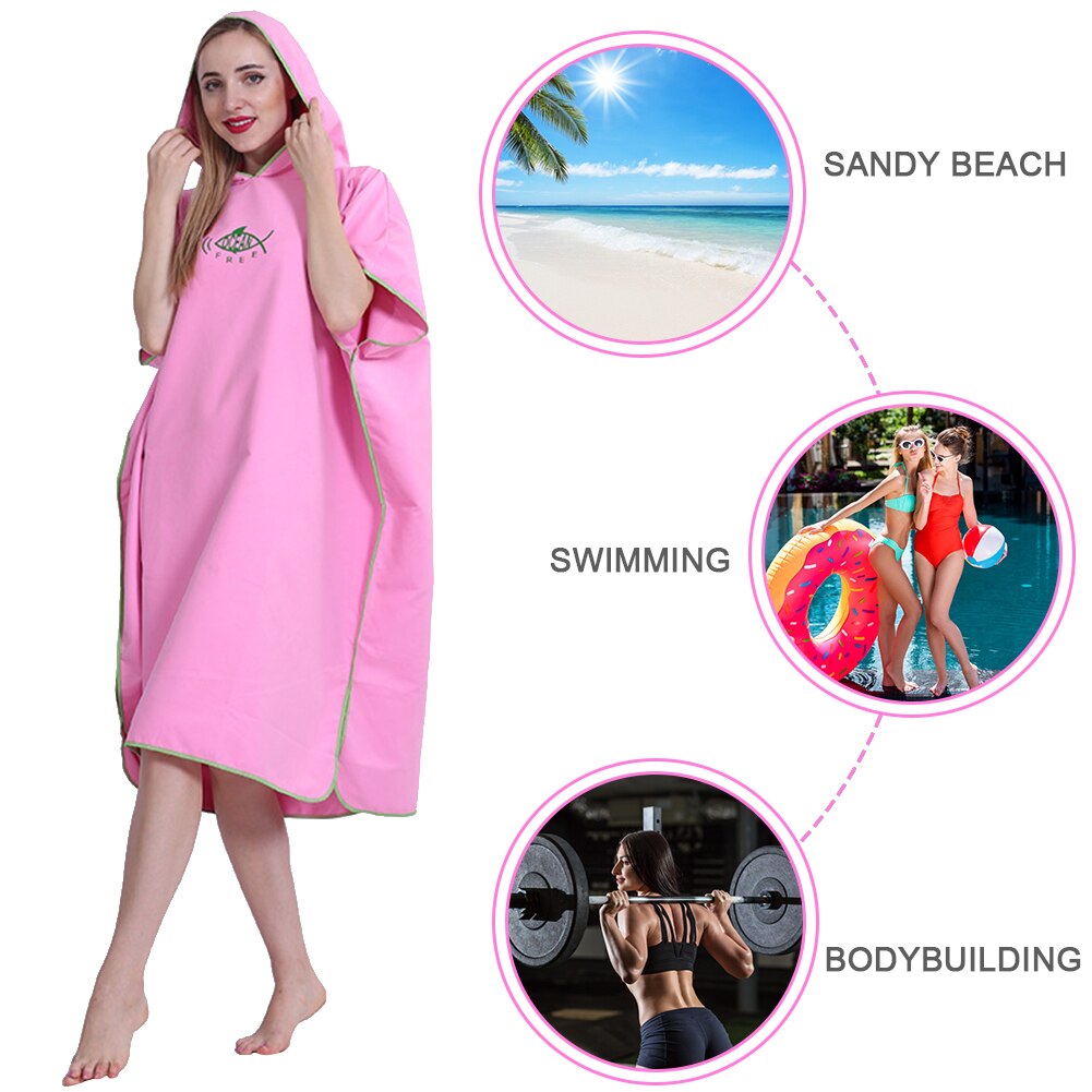 Men Women Diving Suit Change Robes Poncho Quick-dry Hooded Towel Sweat-absorbent Swim Robe Summer Beach Pool Swimming