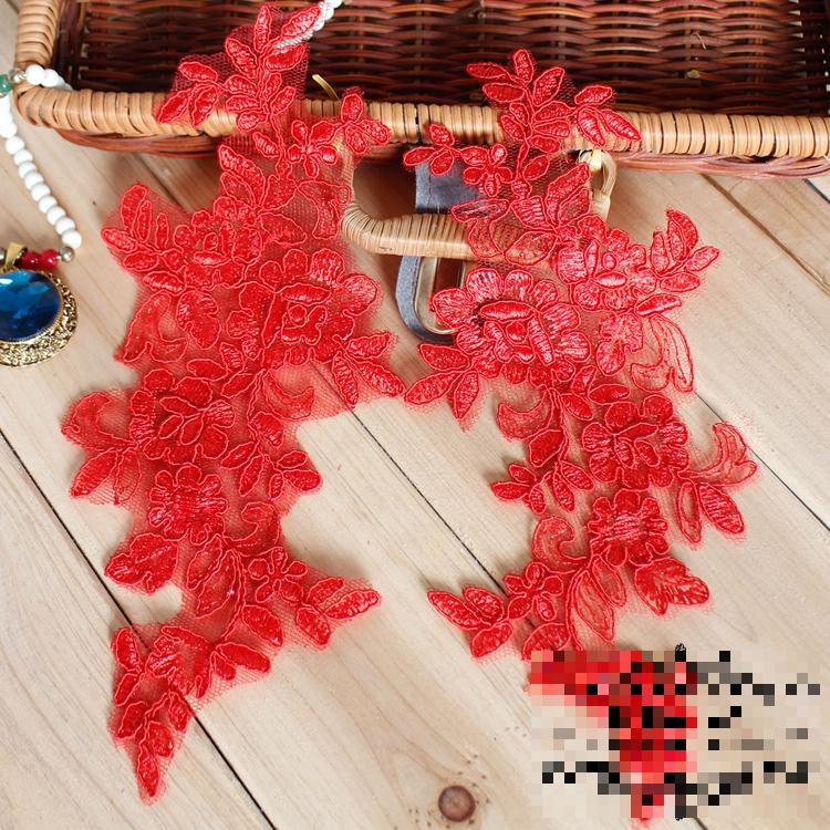 Flerfarvet fem par broderi blonder brudekjole håndlavet diy brude hovedbeklædning materiale blonder tilbehør