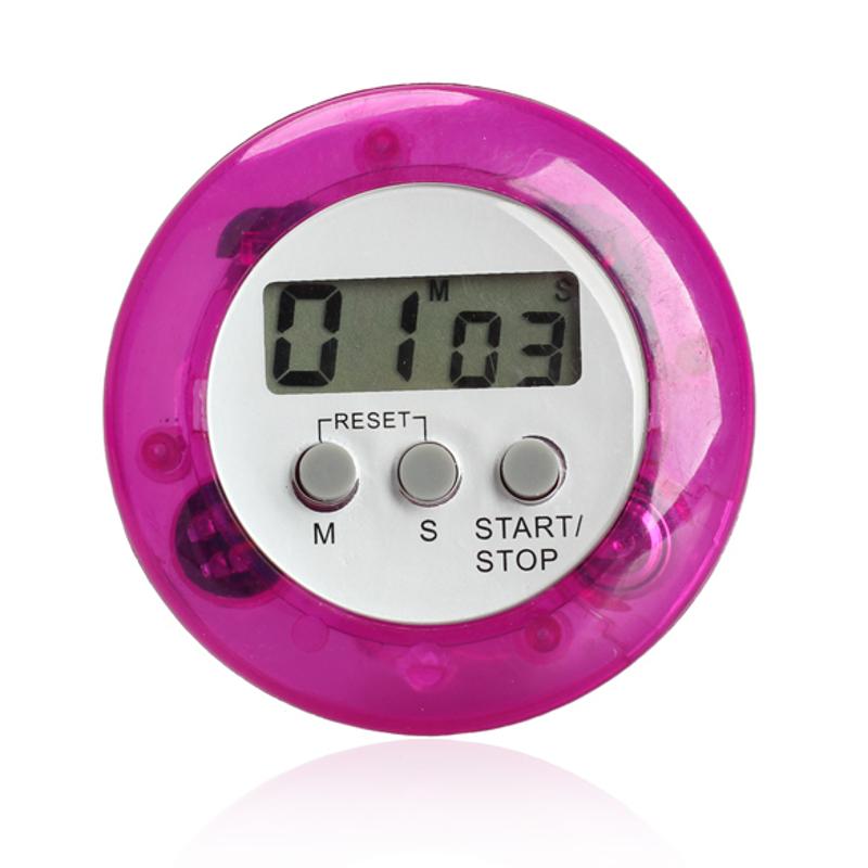 LCD Digital Kitchen Countdown Timer Alarm with Stand White Kitchen Timer Practical Cooking Timer Round Magnetic Alarm Clock: Purple 